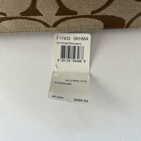 Coach Brown Sig Stripe Tote - Picture 10 of 10